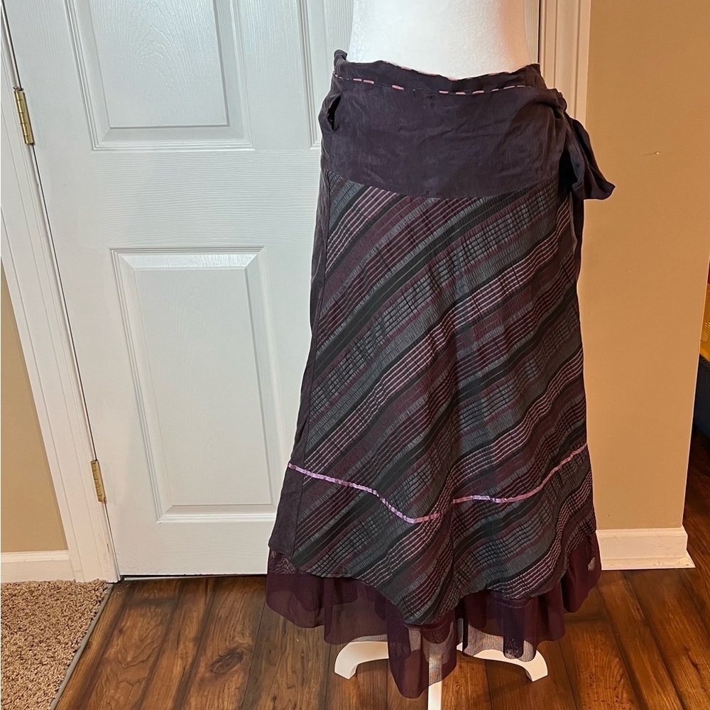 Annah Stratton Women's One Size Two Sided Purple Pink Wrap Skirt Tulle - Picture 4 of 9